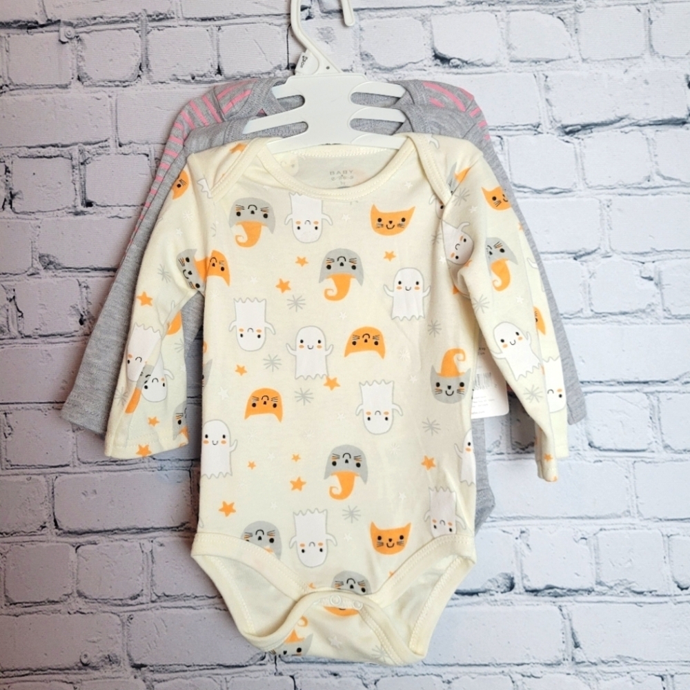Bon Bebe Halloween 6-9 Months Long Sleeve Bodysuits Set of 3